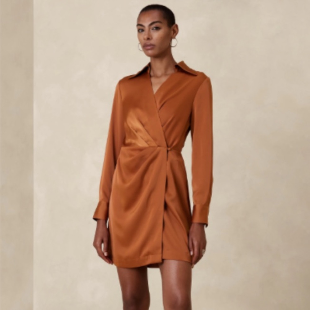 Satin Wrap Mini Dress